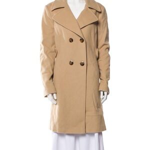 NWOT🌹NICOLE MILLER Women's Tan Double-Breasted Coat 💯 wool